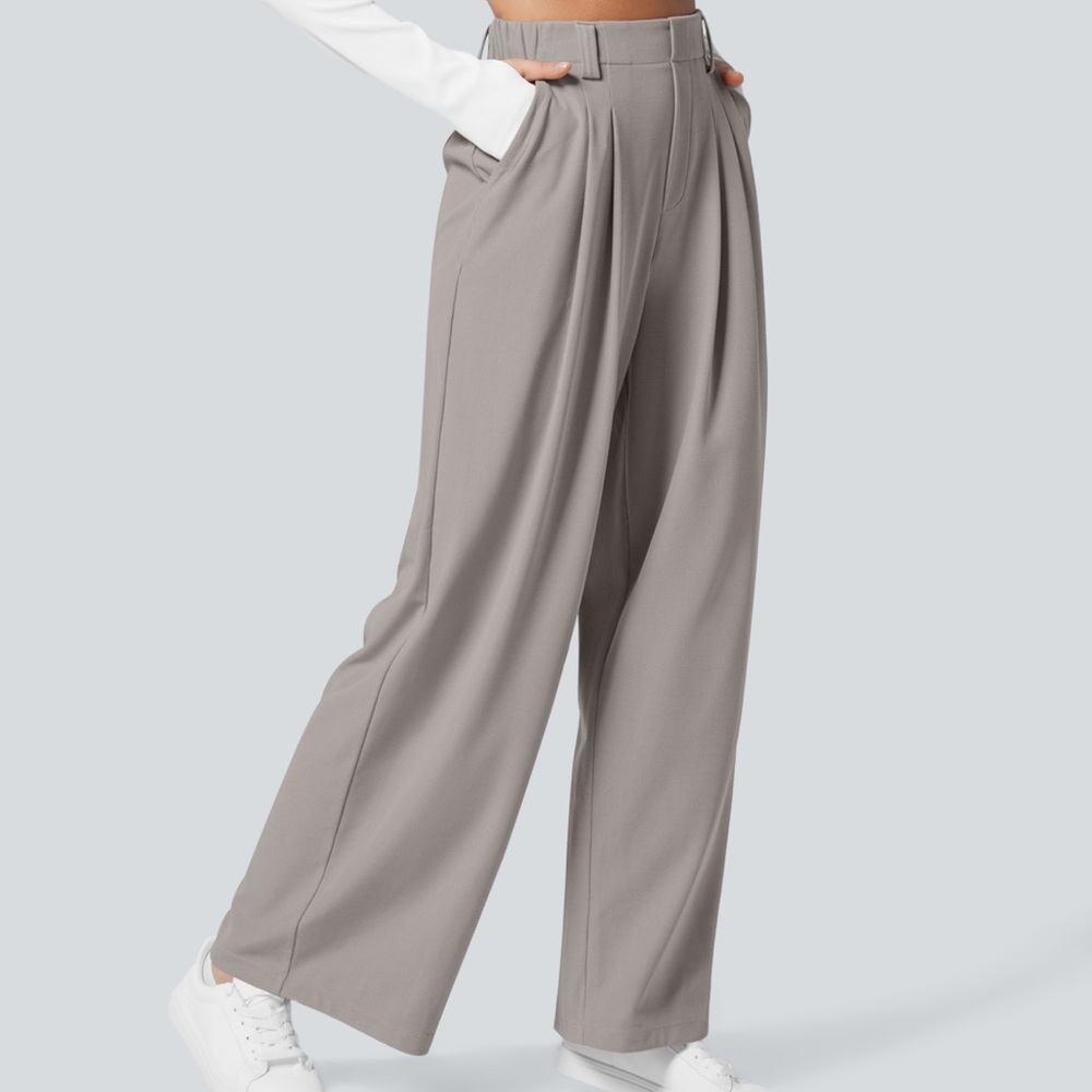 Elegant Gray Women's Wide-Leg Pants